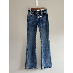 Petra 153 Flare Jean Acid Wash Button Fly Bootcut Stretch Denim Blue Casual 3/25